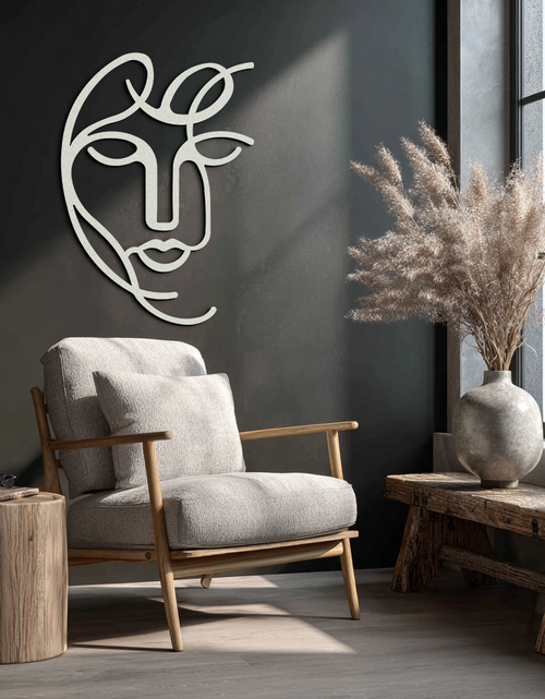 Load image into Gallery viewer, Abstract Female Line Art Metal Wall Decor – Elegant Woman Silhouette with Microphone- KAF376
