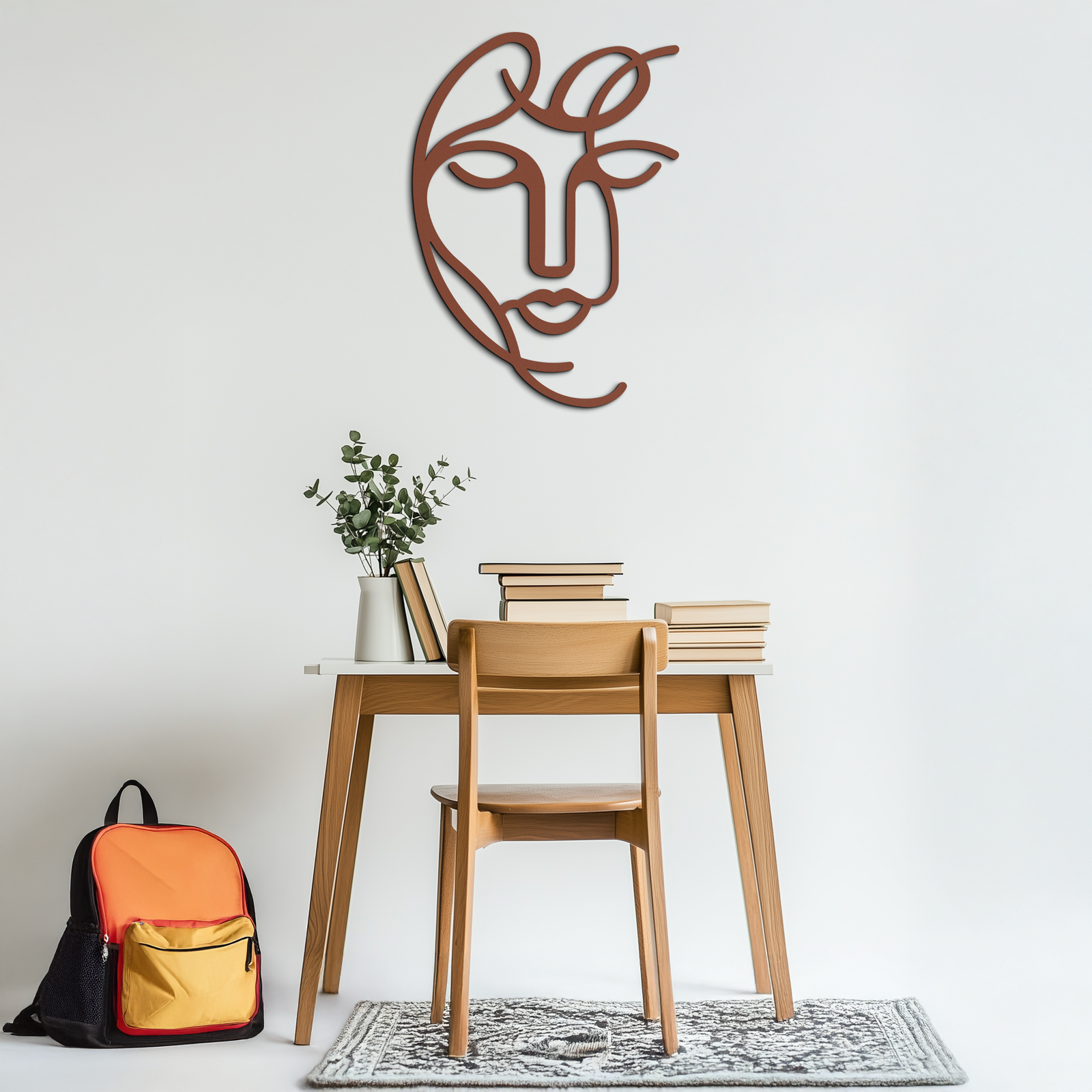 Abstract Female Line Art Metal Wall Decor – Elegant Woman Silhouette with Microphone- KAF376
