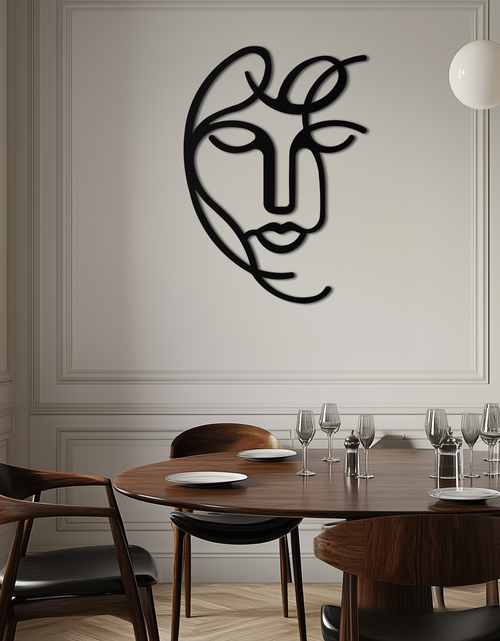Load image into Gallery viewer, Abstract Female Line Art Metal Wall Decor – Elegant Woman Silhouette with Microphone- KAF376