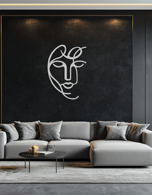 Load image into Gallery viewer, Abstract Female Line Art Metal Wall Decor – Elegant Woman Silhouette with Microphone- KAF376