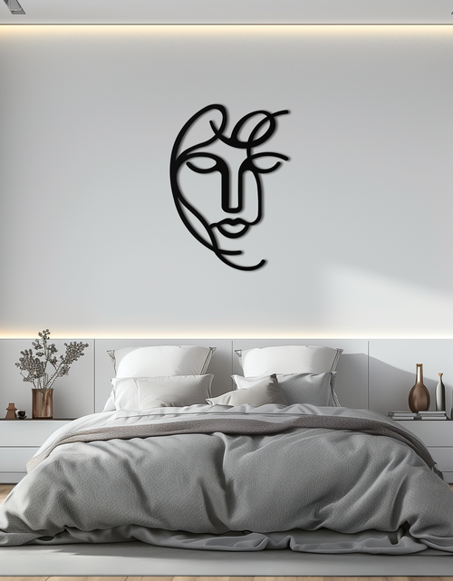 Load image into Gallery viewer, Abstract Female Line Art Metal Wall Decor – Elegant Woman Silhouette with Microphone- KAF376