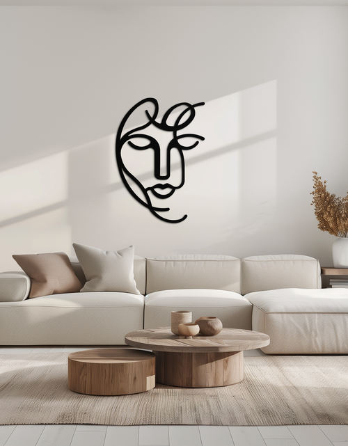 Load image into Gallery viewer, Abstract Female Line Art Metal Wall Decor – Elegant Woman Silhouette with Microphone- KAF376