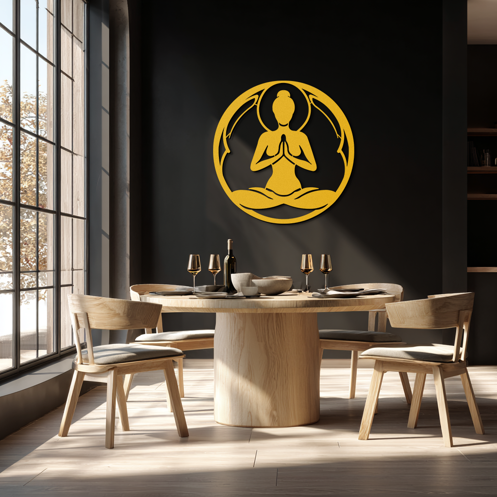 Yoga Silhouette Metal Wall Art – Meditative Zen Pose Decor for Mindful Spaces- KAF378