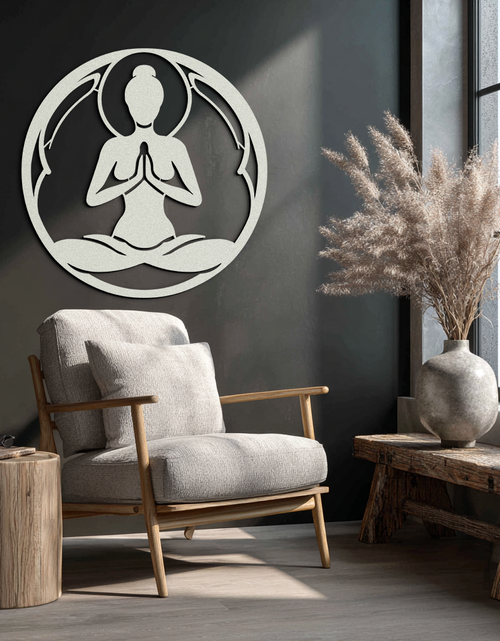 Load image into Gallery viewer, Yoga Silhouette Metal Wall Art – Meditative Zen Pose Decor for Mindful Spaces- KAF378