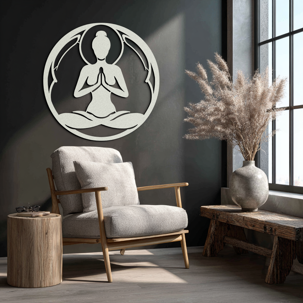 Yoga Silhouette Metal Wall Art – Meditative Zen Pose Decor for Mindful Spaces- KAF378