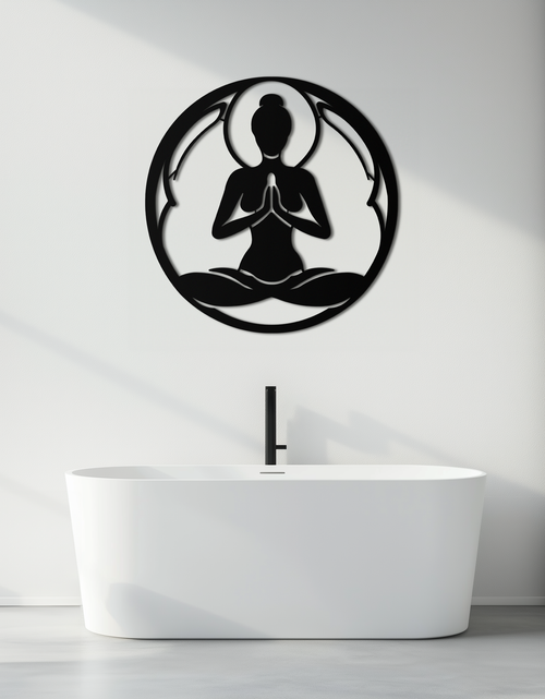 Load image into Gallery viewer, Yoga Silhouette Metal Wall Art – Meditative Zen Pose Decor for Mindful Spaces- KAF378