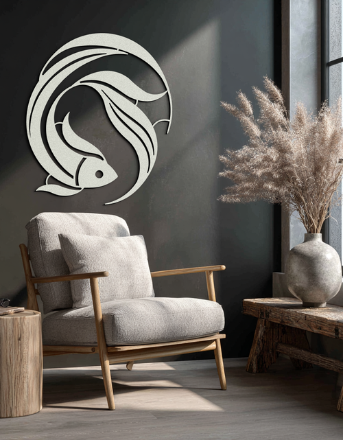 Load image into Gallery viewer, Japanese fish Metal Wall Art – Elegant Minimalist Ocean Decor- KAF379