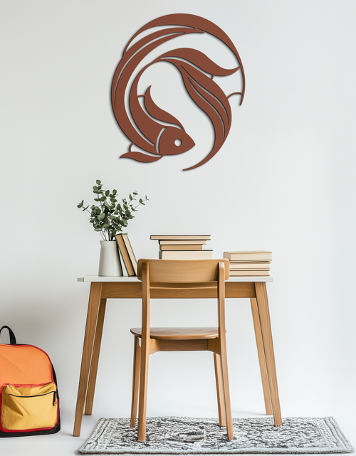 Load image into Gallery viewer, Japanese fish Metal Wall Art – Elegant Minimalist Ocean Decor- KAF379
