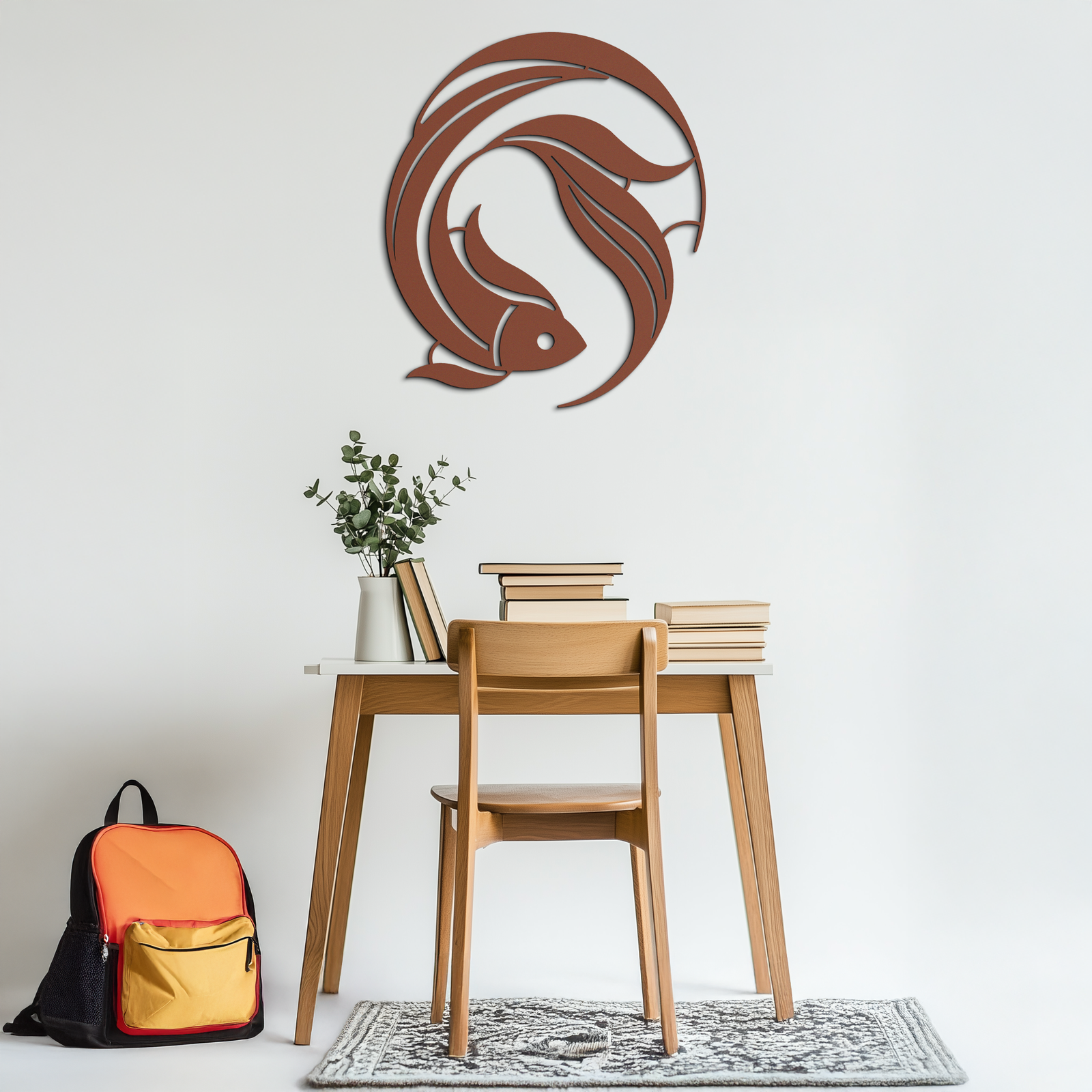 Japanese fish Metal Wall Art – Elegant Minimalist Ocean Decor- KAF379