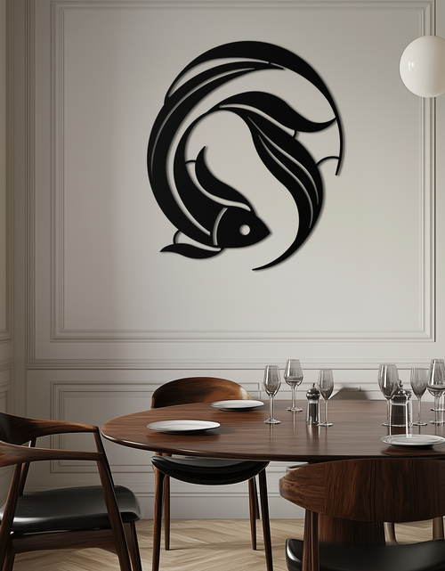 Load image into Gallery viewer, Japanese fish Metal Wall Art – Elegant Minimalist Ocean Decor- KAF379