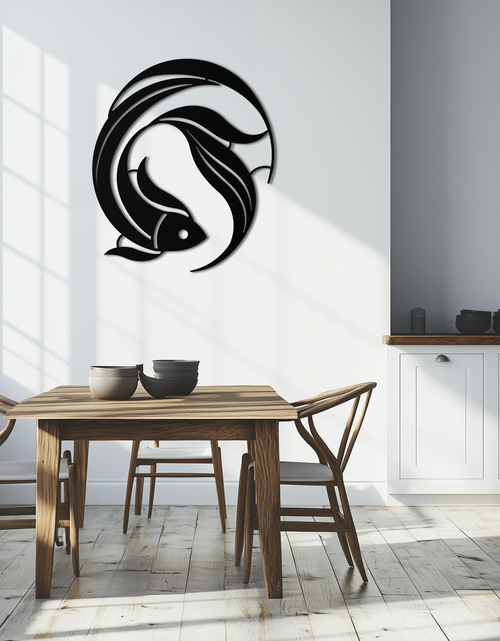 Load image into Gallery viewer, Japanese fish Metal Wall Art – Elegant Minimalist Ocean Decor- KAF379