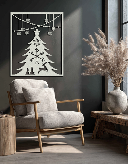 Load image into Gallery viewer, Christmas Tree Metal Wall Art – Elegant Holiday Silhouette Décor- KAF380