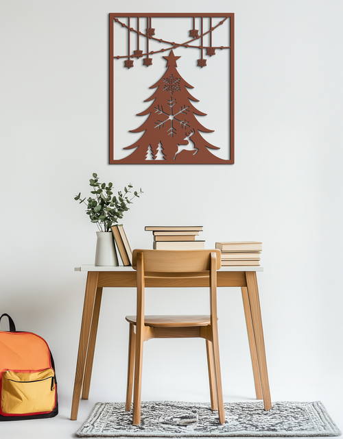 Load image into Gallery viewer, Christmas Tree Metal Wall Art – Elegant Holiday Silhouette Décor- KAF380