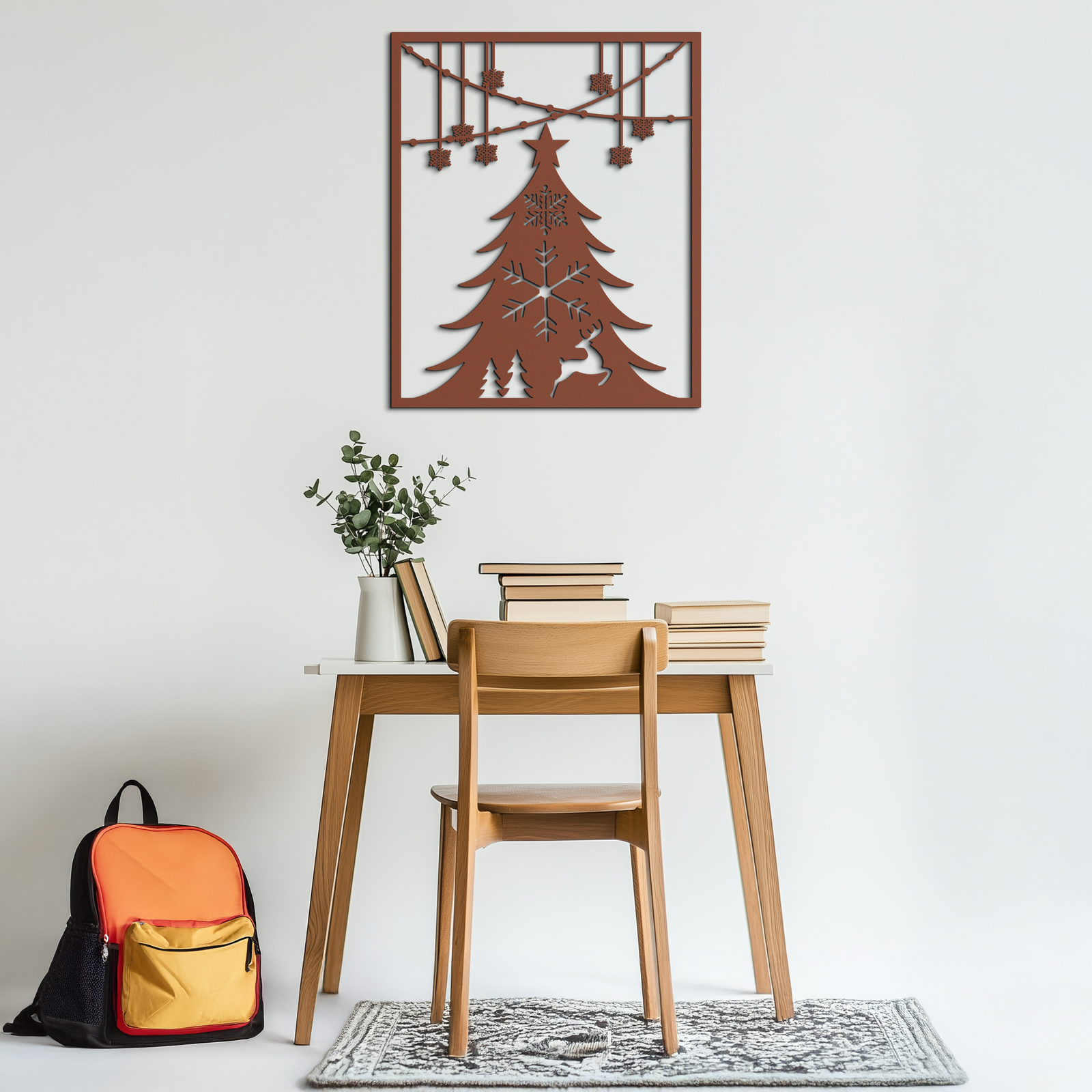 Christmas Tree Metal Wall Art – Elegant Holiday Silhouette Décor- KAF380