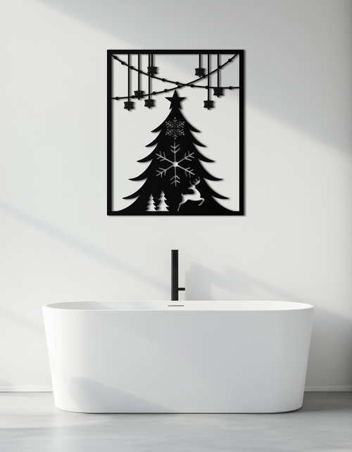 Load image into Gallery viewer, Christmas Tree Metal Wall Art – Elegant Holiday Silhouette Décor- KAF380