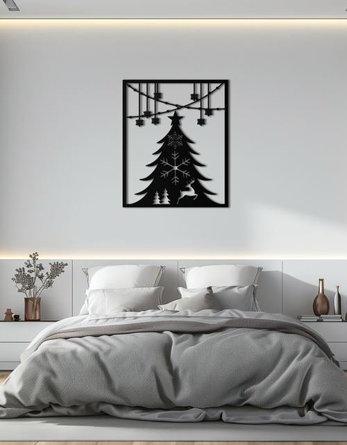 Load image into Gallery viewer, Christmas Tree Metal Wall Art – Elegant Holiday Silhouette Décor- KAF380