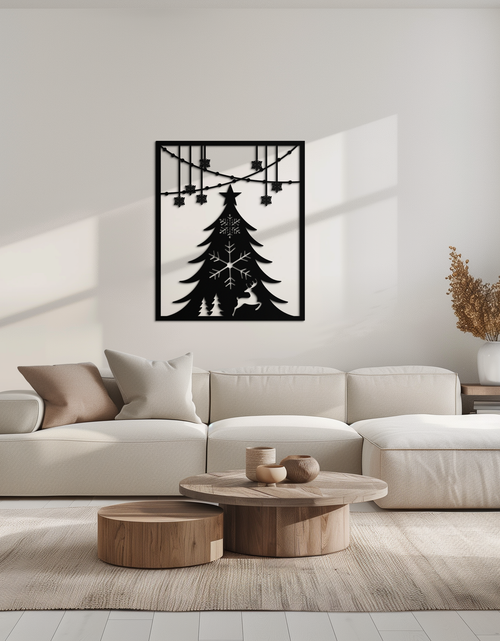 Load image into Gallery viewer, Christmas Tree Metal Wall Art – Elegant Holiday Silhouette Décor- KAF380
