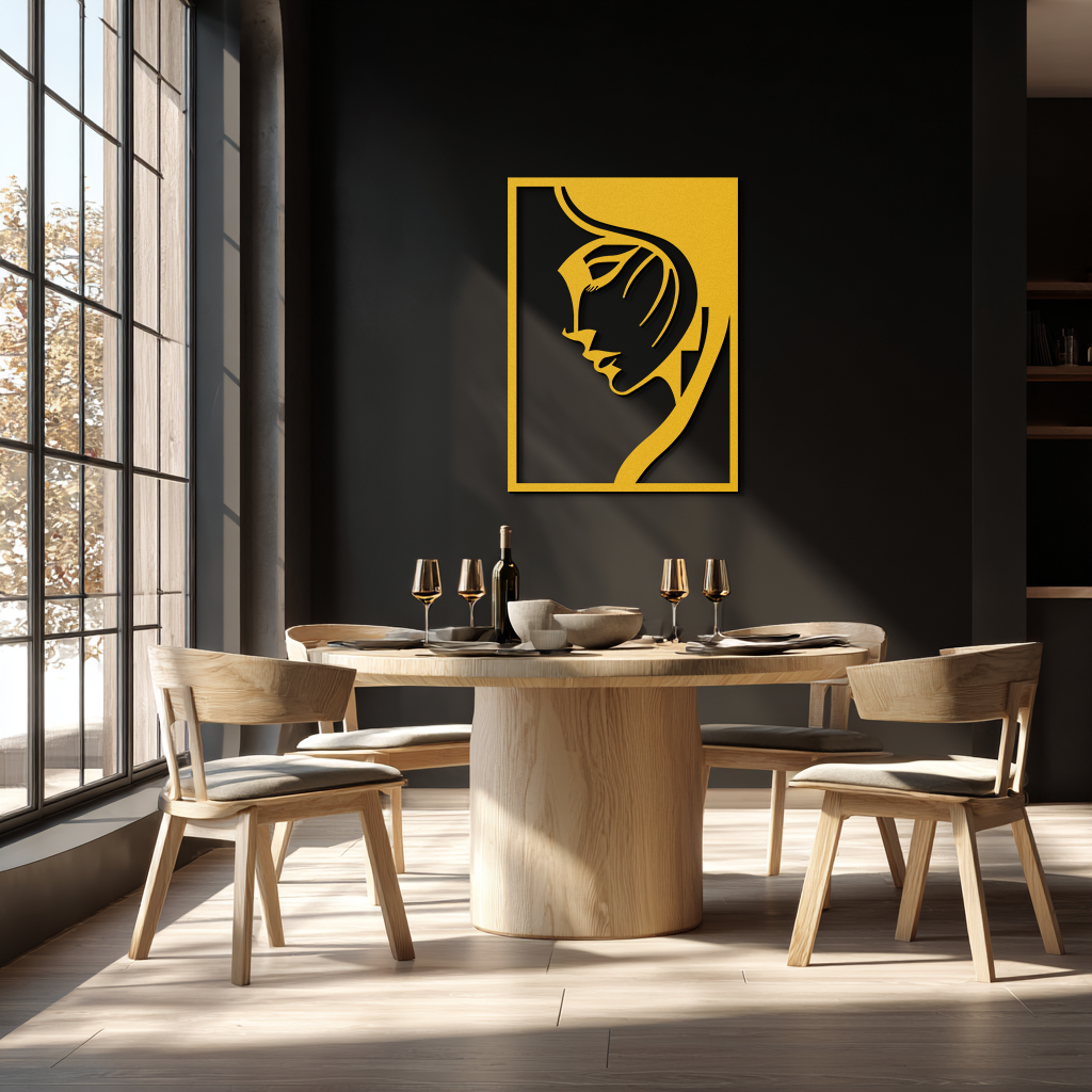 Elegant Woman Silhouette Metal Wall Art – Stylish Female Figure Home Decor- KAF381