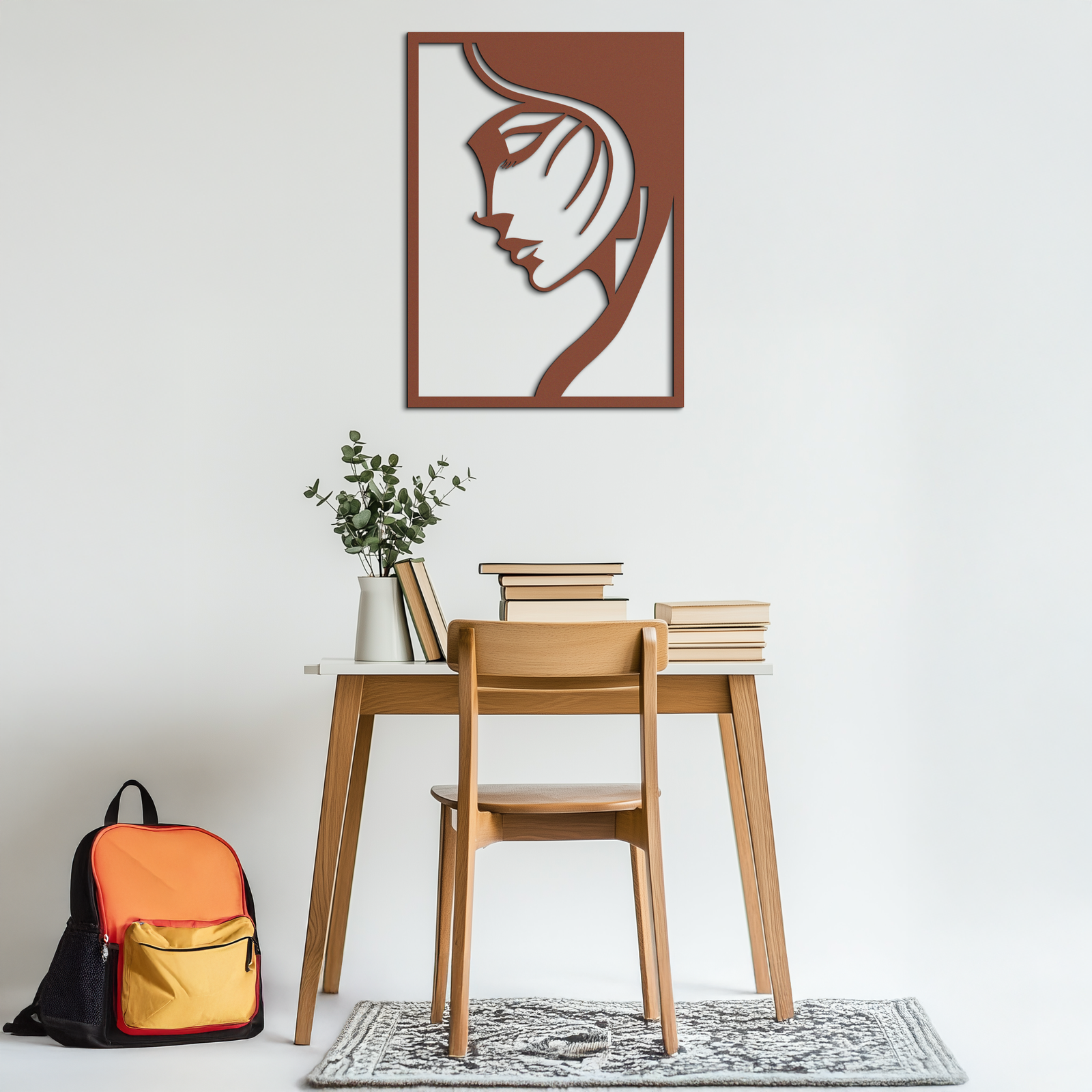 Elegant Woman Silhouette Metal Wall Art – Stylish Female Figure Home Decor- KAF381