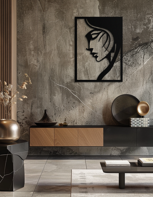 Load image into Gallery viewer, Elegant Woman Silhouette Metal Wall Art – Stylish Female Figure Home Decor- KAF381