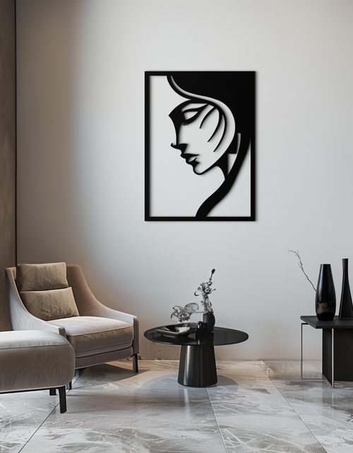 Load image into Gallery viewer, Elegant Woman Silhouette Metal Wall Art – Stylish Female Figure Home Decor- KAF381