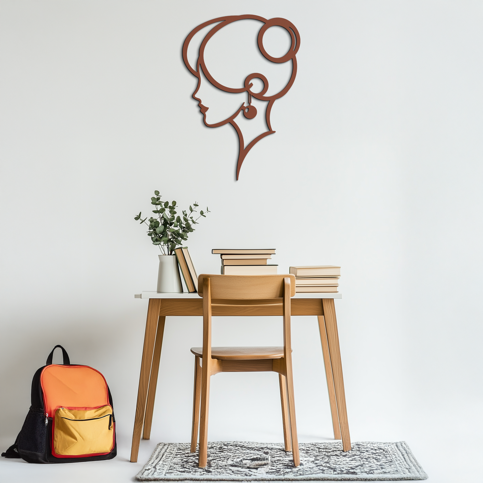 Elegant Woman Silhouette Metal Wall Art – Modern Female Figure Steel Decor- KAF382