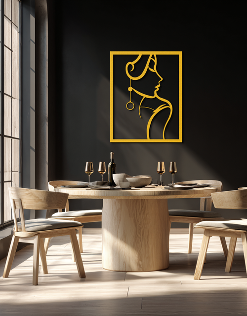 Load image into Gallery viewer, Elegant Female Silhouette Metal Wall Art – Graceful Lady Framed Steel Decor- KAF383
