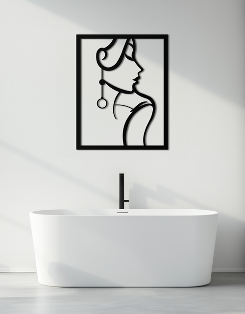 Load image into Gallery viewer, Elegant Female Silhouette Metal Wall Art – Graceful Lady Framed Steel Decor- KAF383