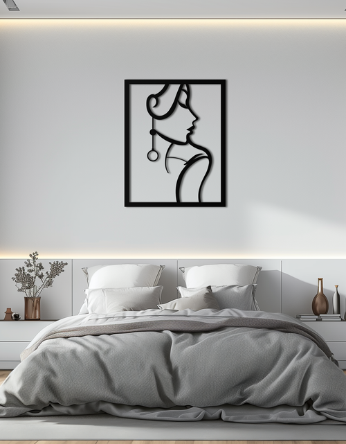 Load image into Gallery viewer, Elegant Female Silhouette Metal Wall Art – Graceful Lady Framed Steel Decor- KAF383