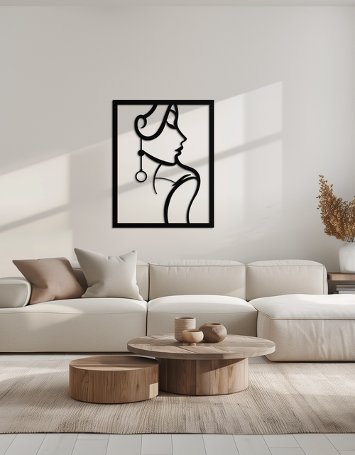 Load image into Gallery viewer, Elegant Female Silhouette Metal Wall Art – Graceful Lady Framed Steel Decor- KAF383