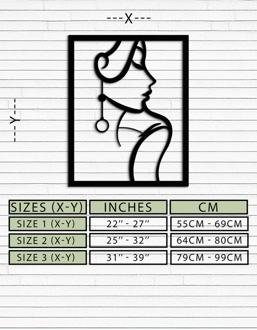 Load image into Gallery viewer, Elegant Female Silhouette Metal Wall Art – Graceful Lady Framed Steel Decor- KAF383