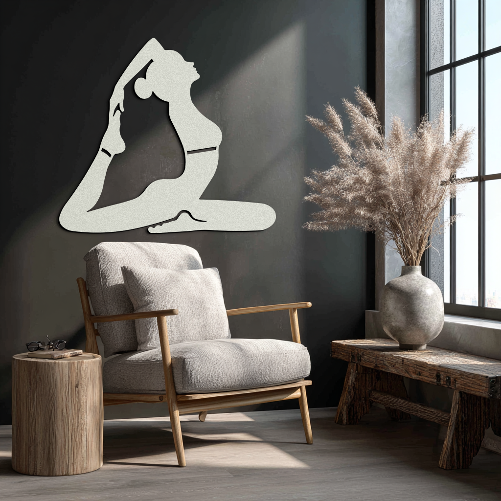 Kapotasana Pose Silhouette Metal Wall Art – Yoga-Inspired Minimalist Decor- KAF384