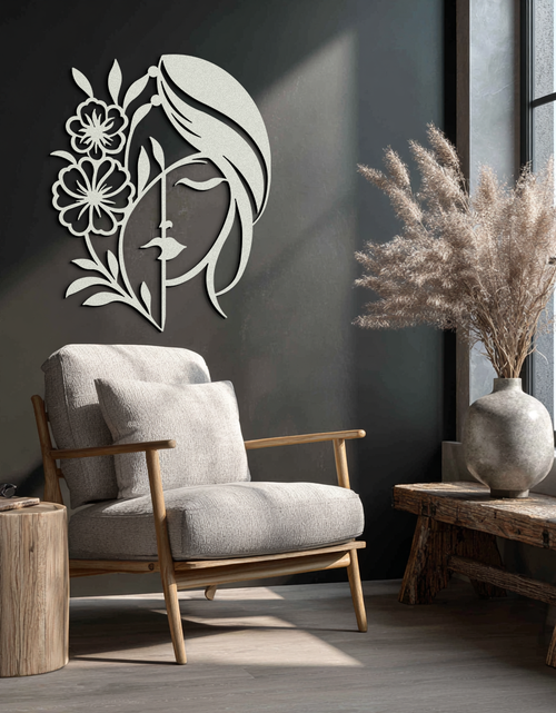 Load image into Gallery viewer, Woman with Flower Metal Wall Art – Elegant Female Silhouette Steel Decor- KAF385