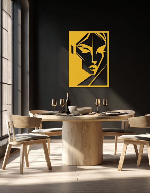 Load image into Gallery viewer, Geometric Woman Silhouette Metal Wall Art – Abstract Female Line Art Decor- KAF386