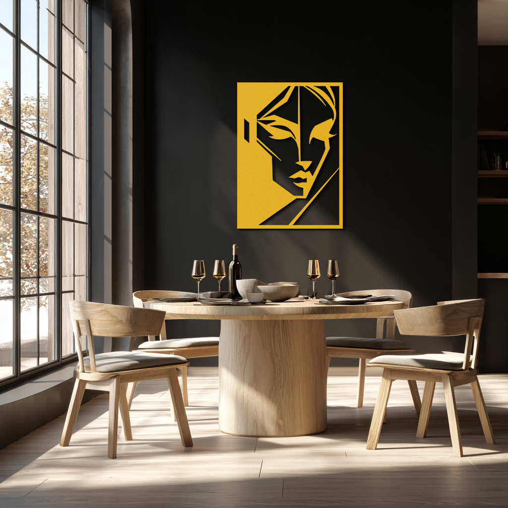 Geometric Woman Silhouette Metal Wall Art – Abstract Female Line Art Decor- KAF386
