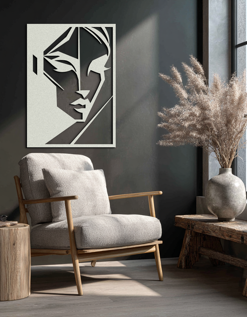 Load image into Gallery viewer, Geometric Woman Silhouette Metal Wall Art – Abstract Female Line Art Decor- KAF386
