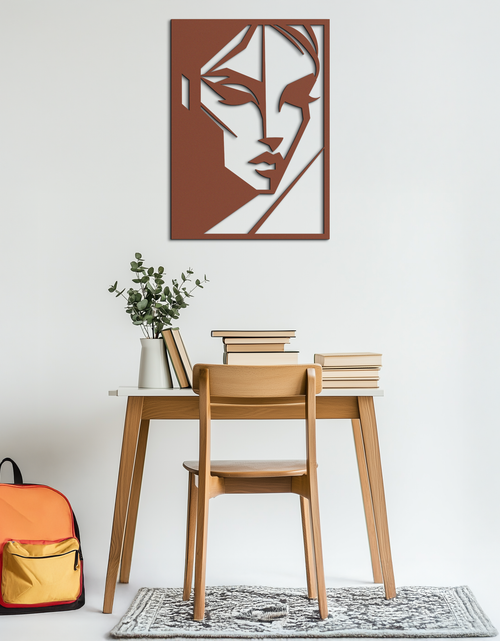 Load image into Gallery viewer, Geometric Woman Silhouette Metal Wall Art – Abstract Female Line Art Decor- KAF386