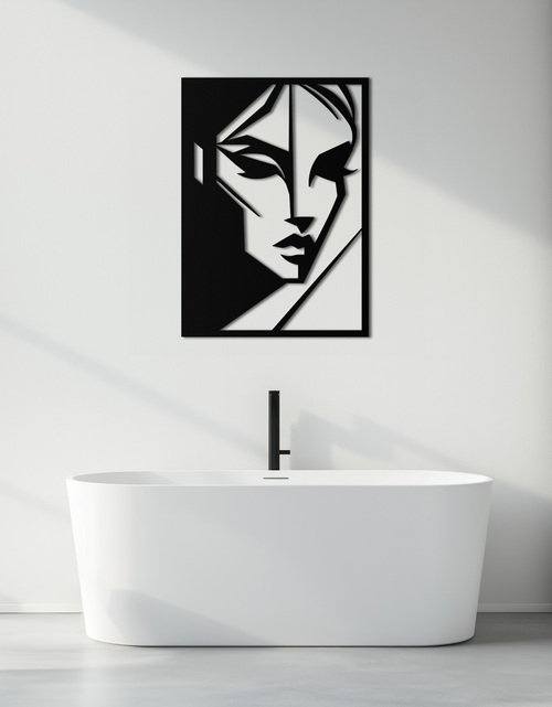 Load image into Gallery viewer, Geometric Woman Silhouette Metal Wall Art – Abstract Female Line Art Decor- KAF386