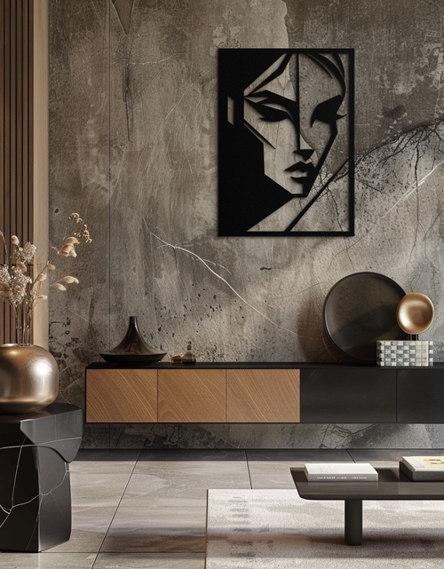 Load image into Gallery viewer, Geometric Woman Silhouette Metal Wall Art – Abstract Female Line Art Decor- KAF386