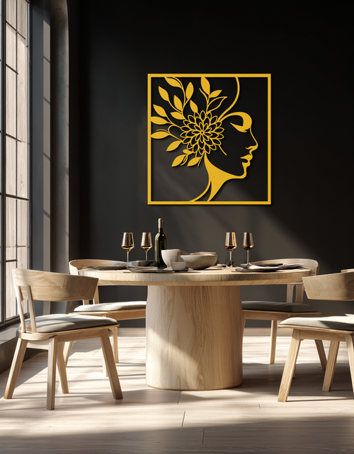 Load image into Gallery viewer, WOMAN WITH FLOWER Metal Wall Art – Modern Silhouette Steel Decor- KAF387