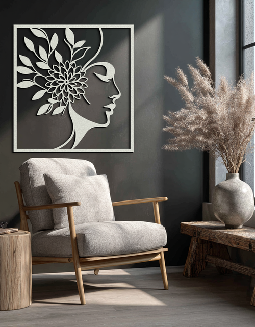 Load image into Gallery viewer, WOMAN WITH FLOWER Metal Wall Art – Modern Silhouette Steel Decor- KAF387