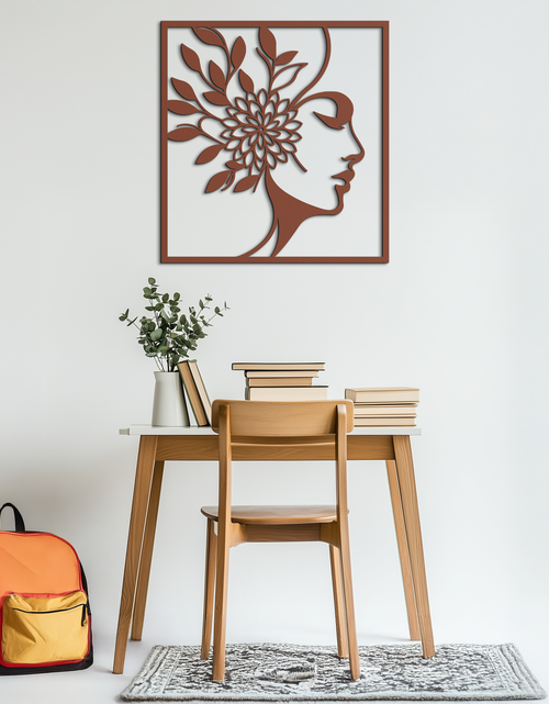 Load image into Gallery viewer, WOMAN WITH FLOWER Metal Wall Art – Modern Silhouette Steel Decor- KAF387