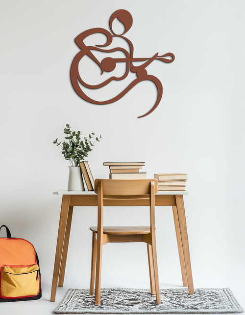 Load image into Gallery viewer, Guitarist Abstract Metal Wall Art – Minimal Black Wall Decoration- KAF388