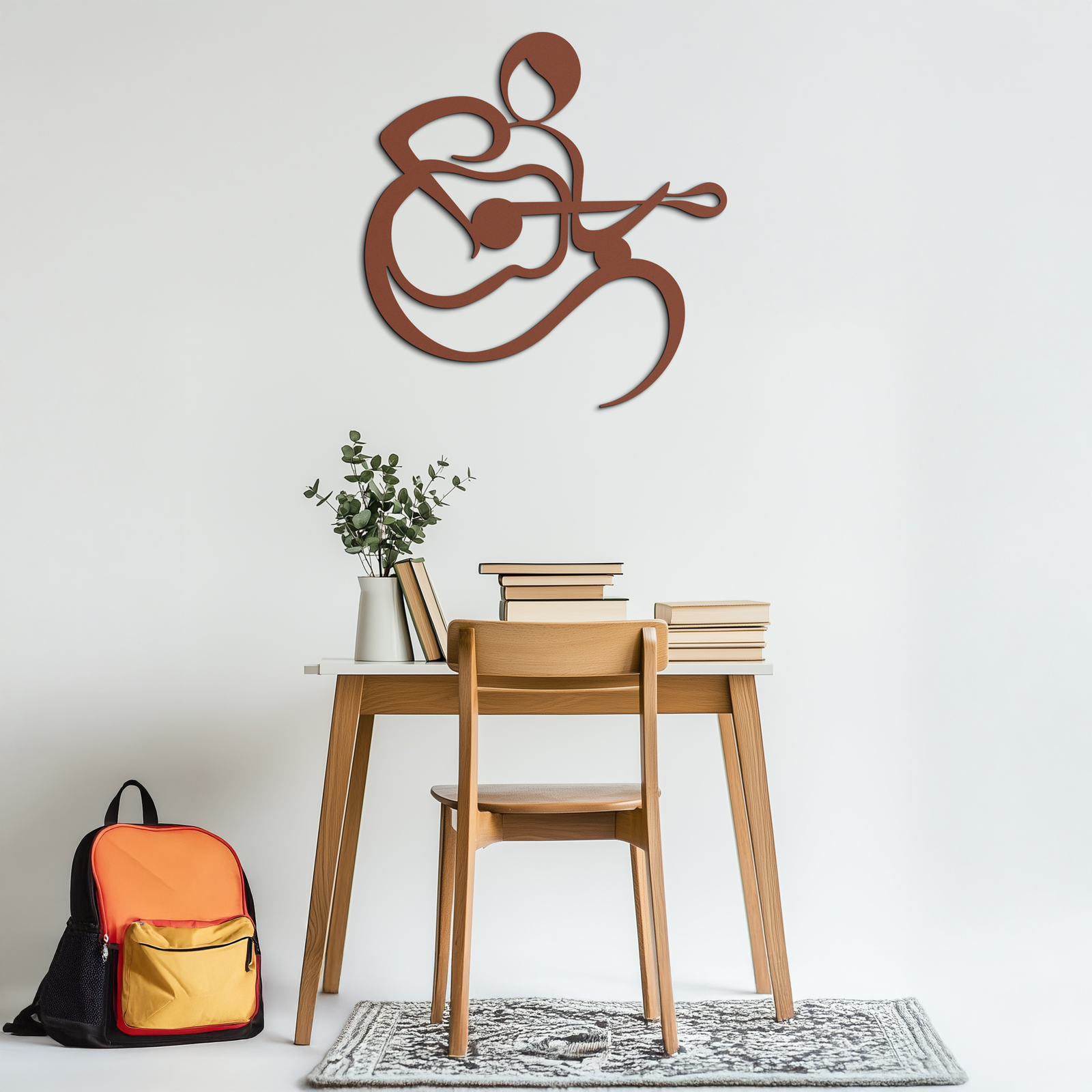 Guitarist Abstract Metal Wall Art – Minimal Black Wall Decoration- KAF388