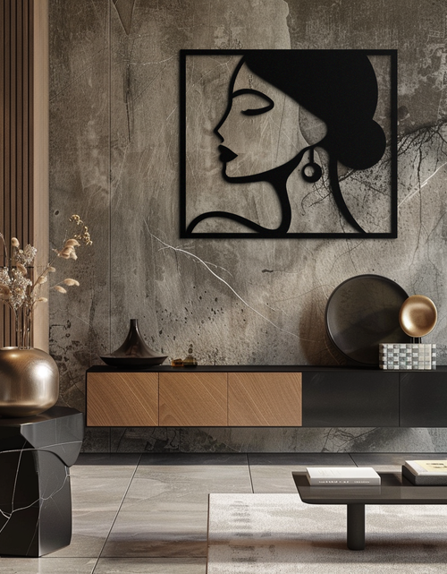 Load image into Gallery viewer, Female Silhouette Metal Wall Art – Elegant Modern Black Abstract Home Decor- KAF389