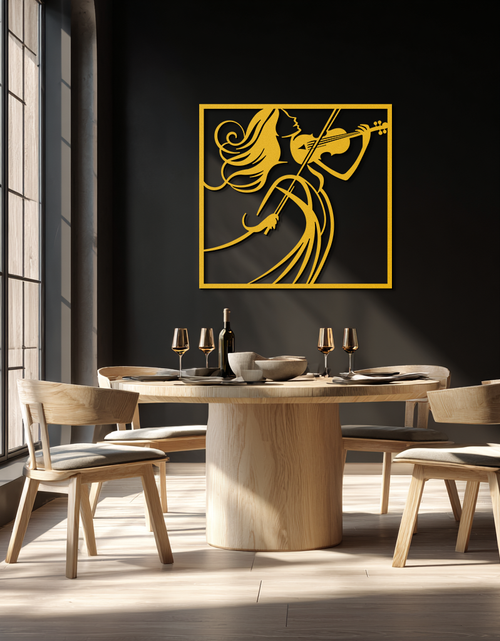 Load image into Gallery viewer, Woman Violinist Metal Wall Art – Modern Musician Silhouette Decor for Music Lovers- KAF391