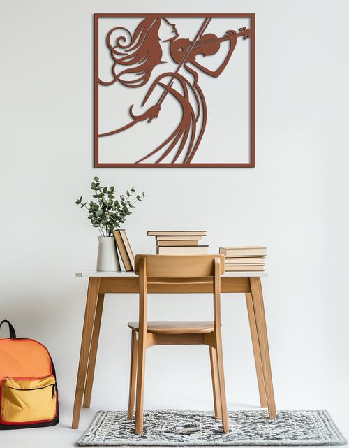 Load image into Gallery viewer, Woman Violinist Metal Wall Art – Modern Musician Silhouette Decor for Music Lovers- KAF391
