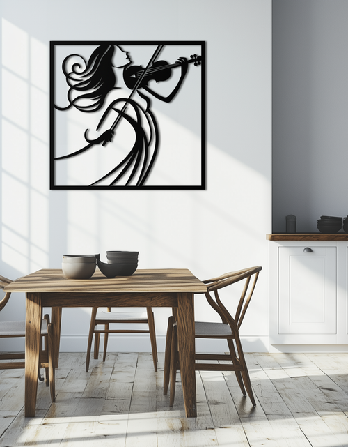 Load image into Gallery viewer, Woman Violinist Metal Wall Art – Modern Musician Silhouette Decor for Music Lovers- KAF391