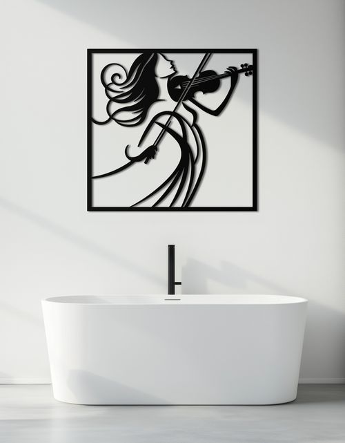 Load image into Gallery viewer, Woman Violinist Metal Wall Art – Modern Musician Silhouette Decor for Music Lovers- KAF391