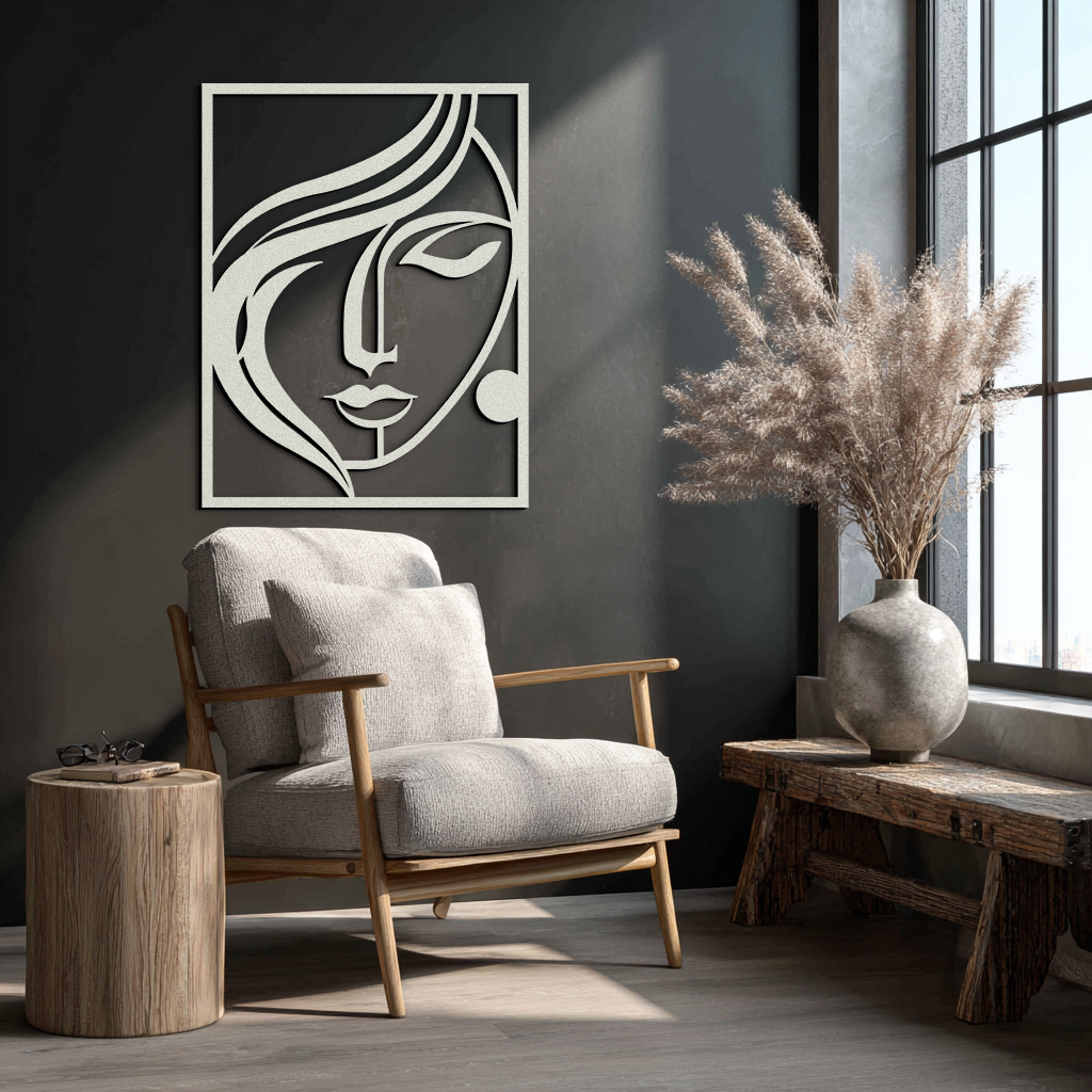 Woman Silhouette Metal Wall Art – Elegant Minimalist Female Figure Decor for Modern Spaces- KAF392